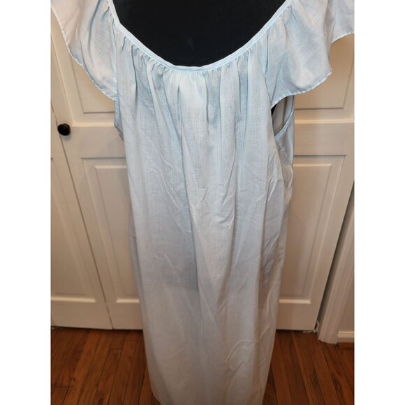 Vintage 80s/90s Sears Cachet Baby Blue Cotton Nightgown L Cottage Fairy Coquette - Picture 2 of 7